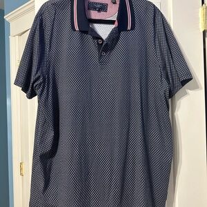 Ted Baker Patterned Navy Polo Shirt